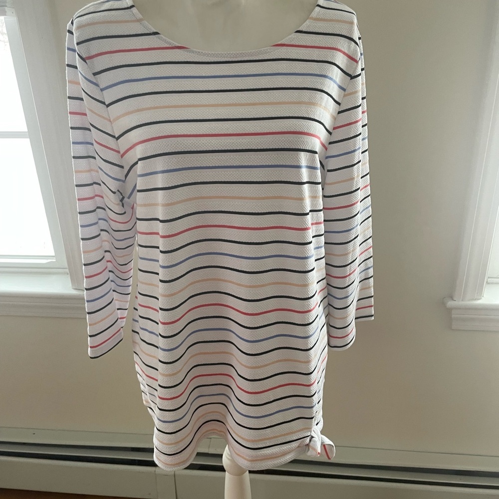 Croft & Barrow Women's Long Sleeve Striped Top - Red, Blue, White New